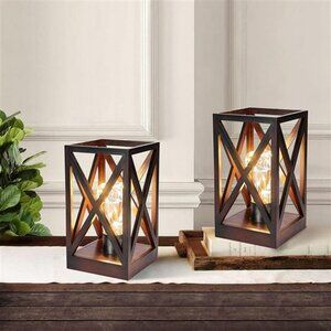 2 Pack Retro Battery Powered Table Lamps, Battery Operated Cordless Desk